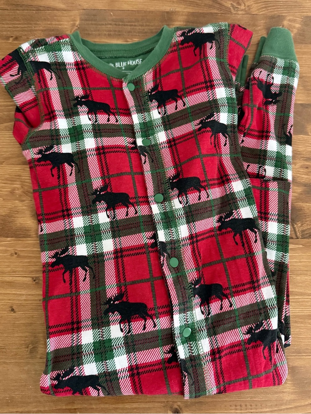 little Blue House Long John Pajamas size 8 Plaid Moose